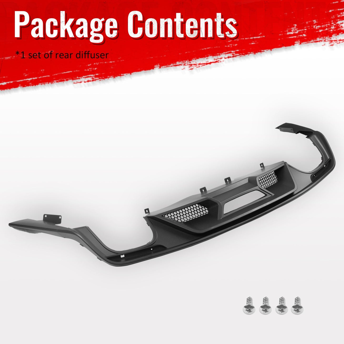 2015-2017 Ford Mustang GT500 Style Rear Diffuser Bumper Matte Black PP