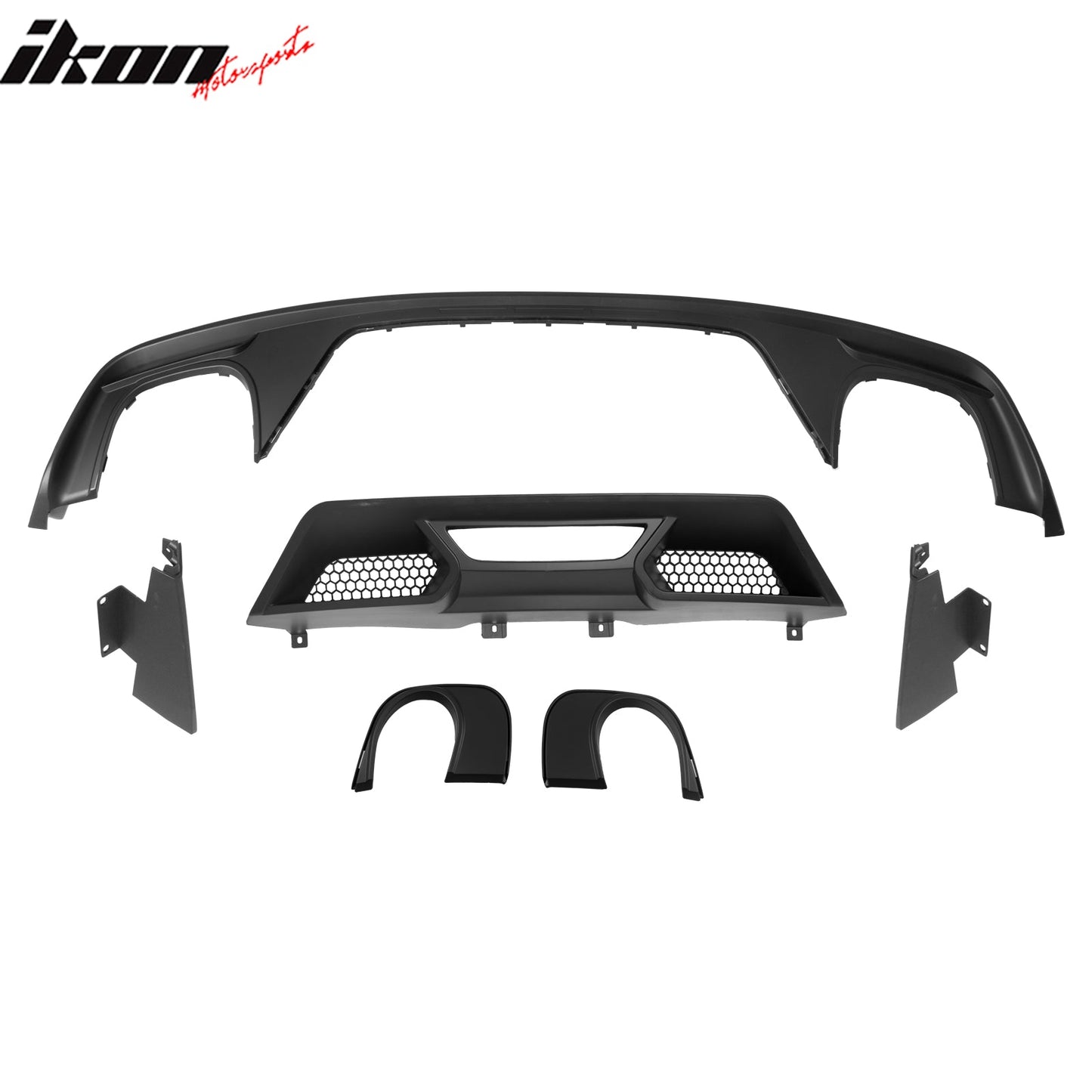 2015-2017 Ford Mustang GT500 Style Rear Diffuser Bumper Matte Black PP