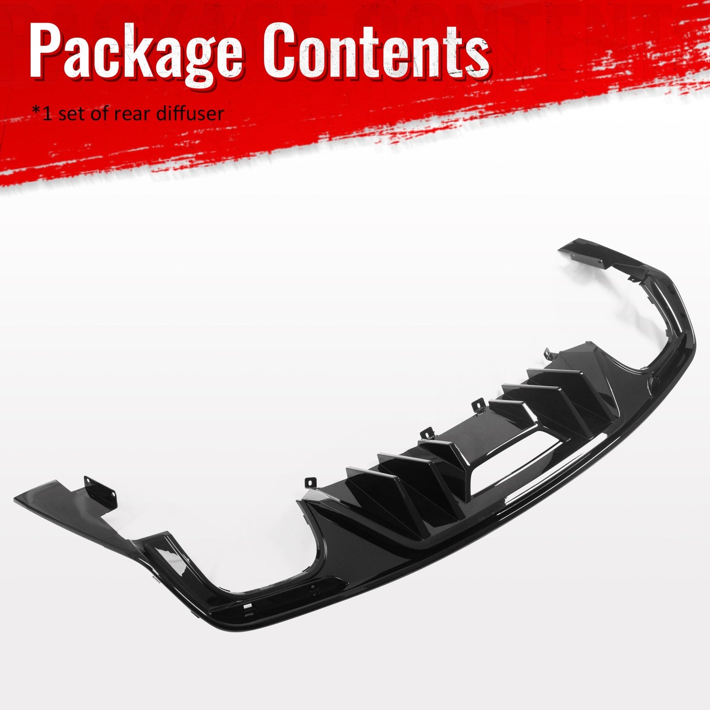 2015-2017 Ford Mustang Rock Style Rear Bumper Diffuser Gloss Black PP