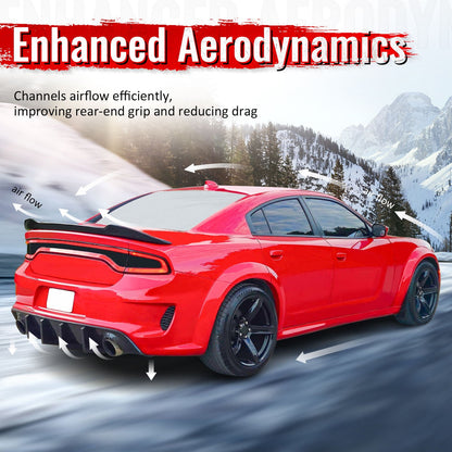2015-2017 Ford Mustang Rock Style Rear Bumper Diffuser Gloss Black PP