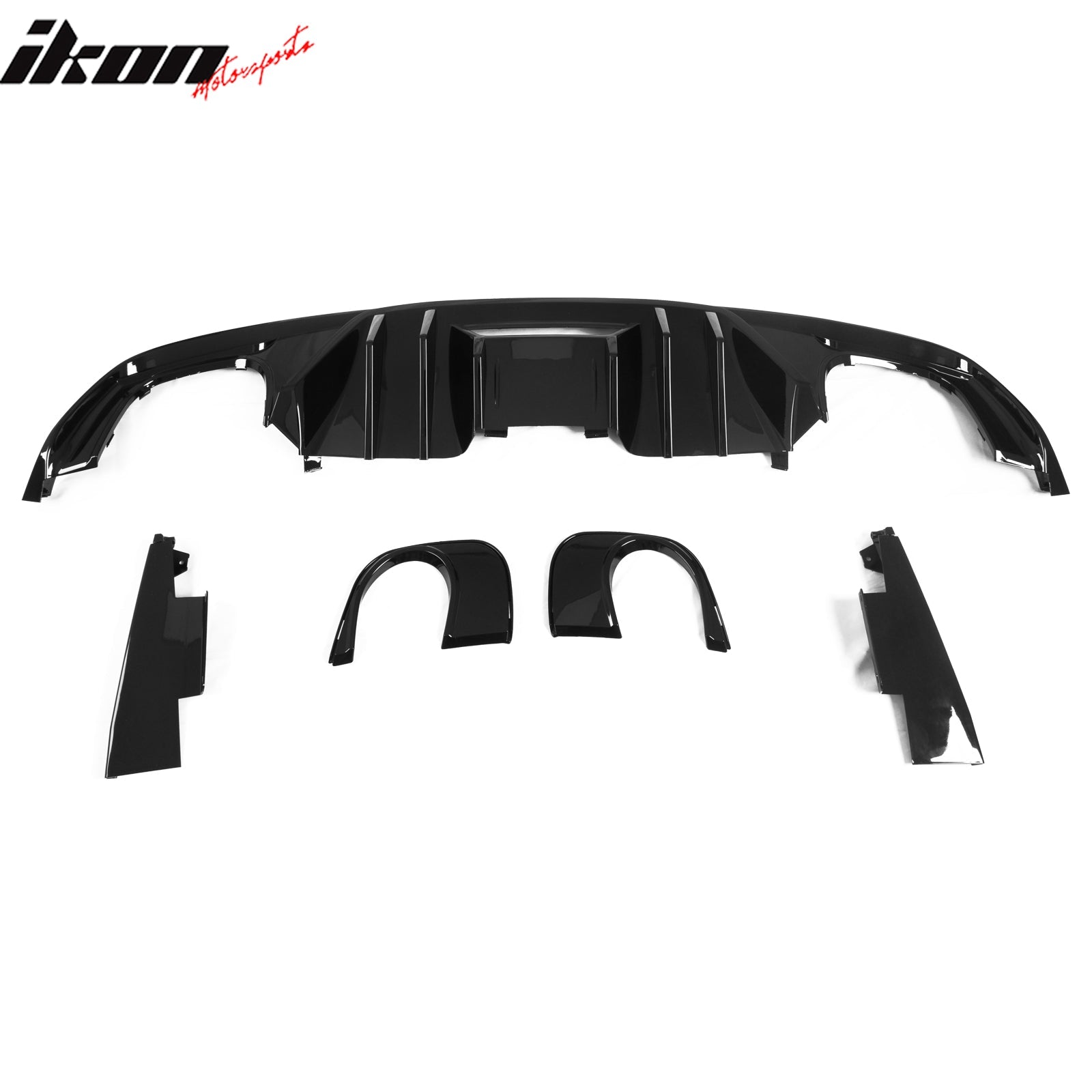 2015-2017 Ford Mustang Rock Style Rear Bumper Diffuser Gloss Black PP