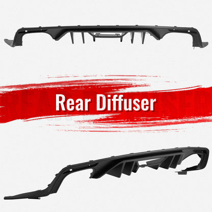 2015-2017 Ford Mustang Rock Style Rear Bumper Diffuser Matte Black PP