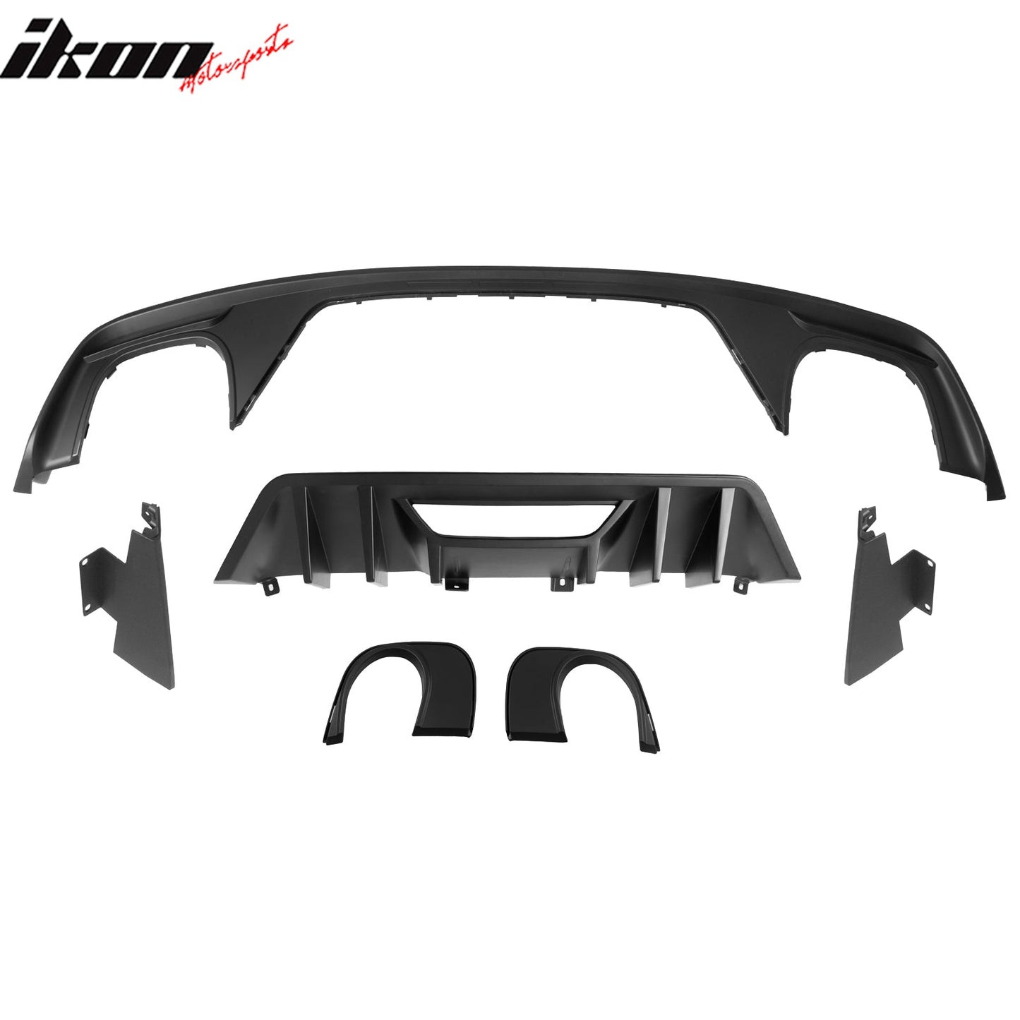 2015-2017 Ford Mustang Rock Style Rear Bumper Diffuser Matte Black PP