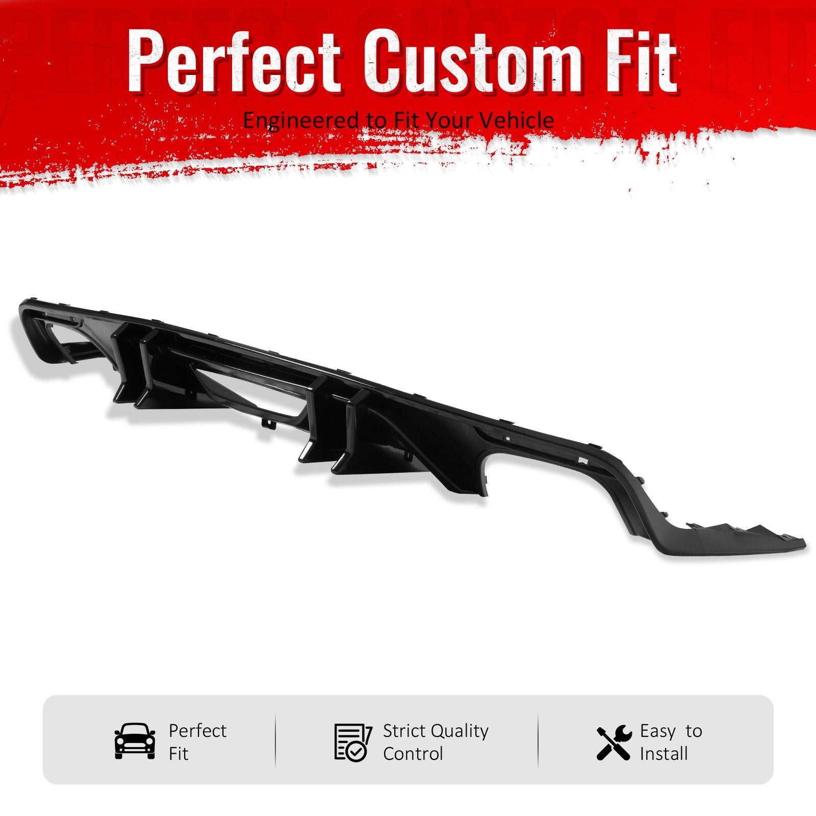 2015-2017 Ford Mustang Speed Style Rear Diffuser Bumper Gloss Black PP