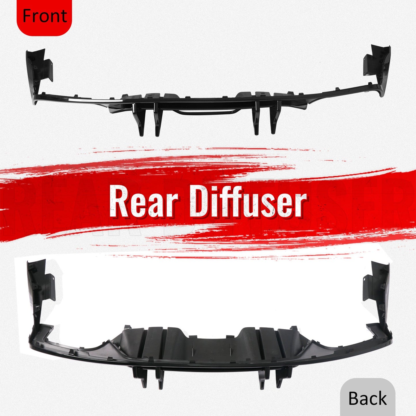 2015-2017 Ford Mustang Speed Style Rear Diffuser Bumper Gloss Black PP