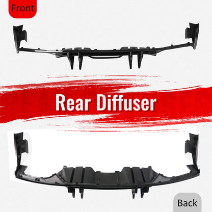 2015-2017 Ford Mustang Speed Style Rear Diffuser Bumper Gloss Black PP