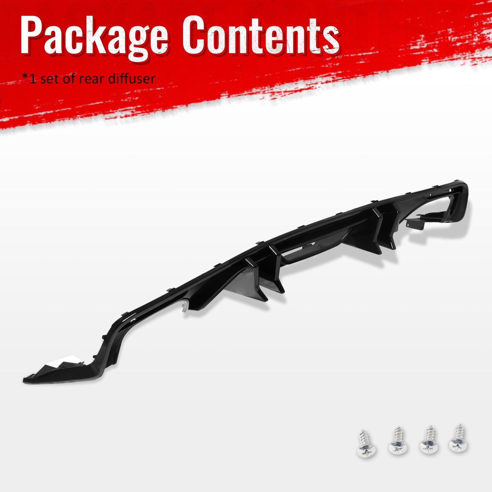 2015-2017 Ford Mustang Speed Style Rear Diffuser Bumper Gloss Black PP