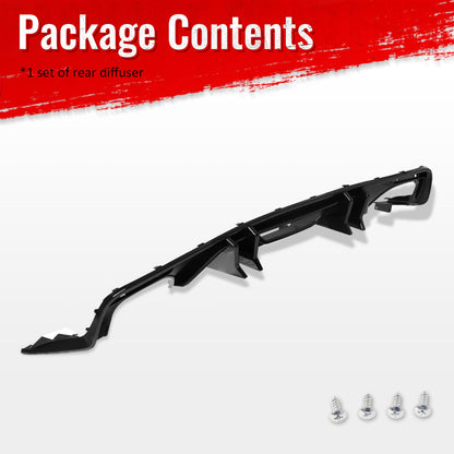 2015-2017 Ford Mustang Speed Style Rear Diffuser Bumper Gloss Black PP