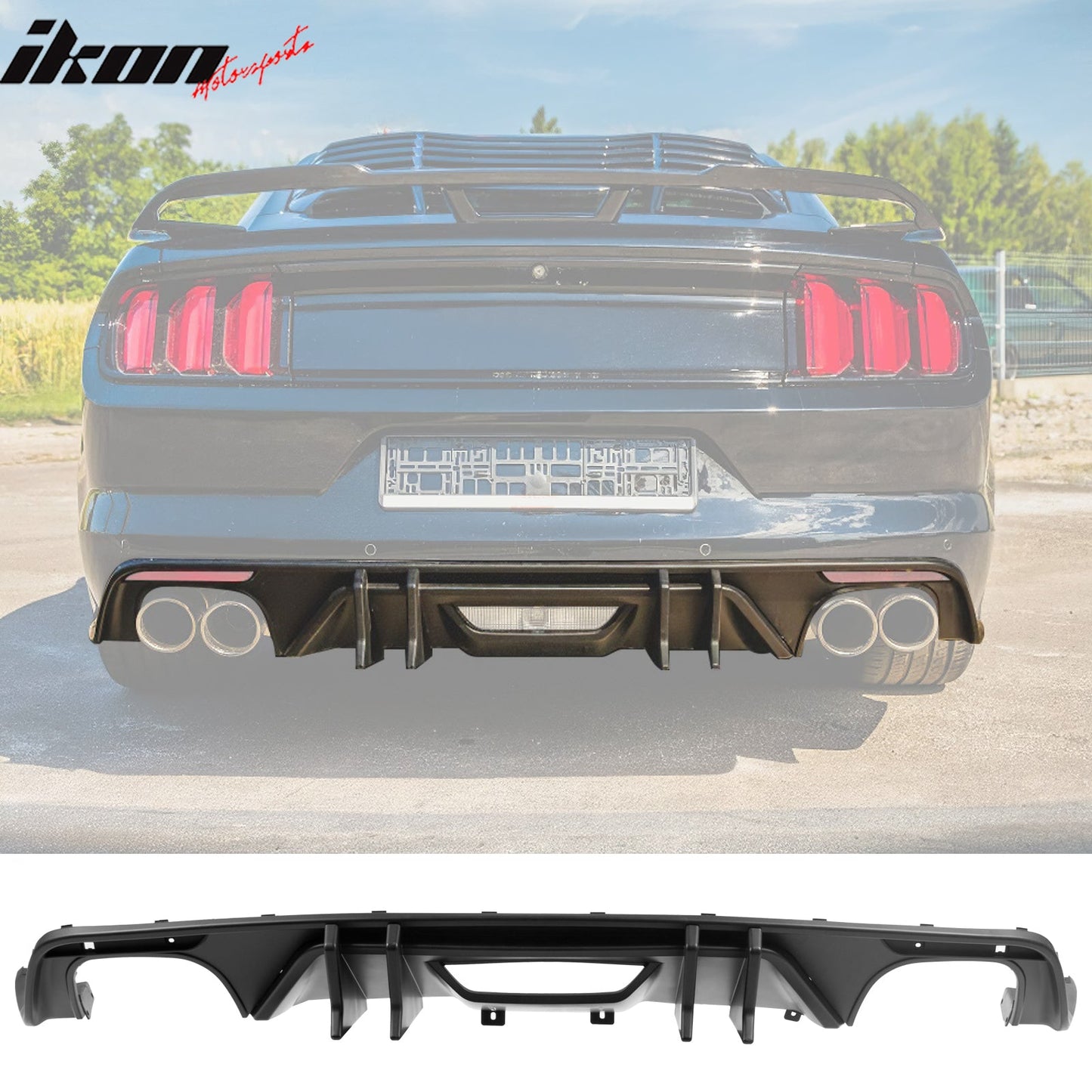 2015-2017 Ford Mustang Speed Style Rear Diffuser Bumper Matte Black PP
