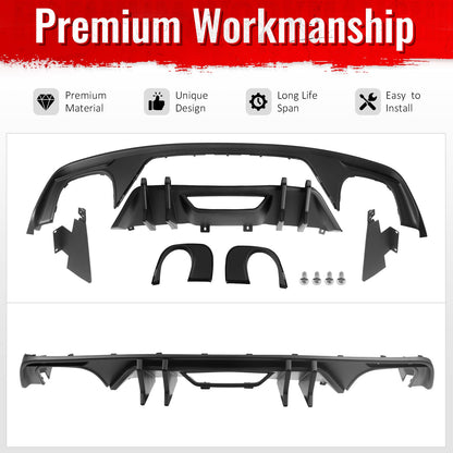 2015-2017 Ford Mustang Speed Style Rear Diffuser Bumper Matte Black PP