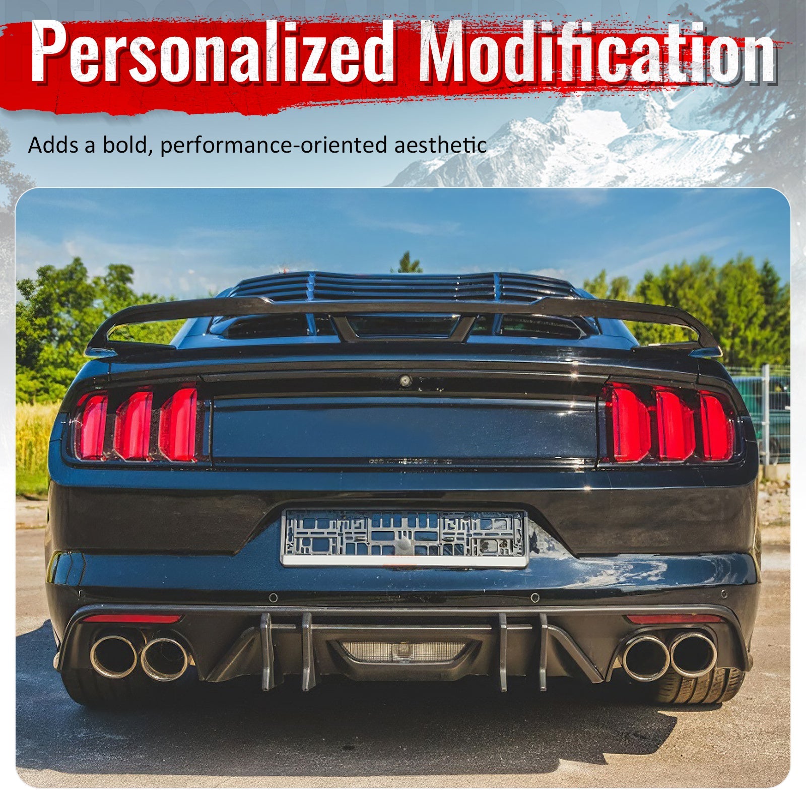 2015-2017 Ford Mustang Speed Style Rear Diffuser Bumper Matte Black PP