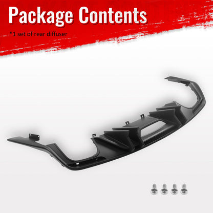 2015-2017 Ford Mustang Speed Style Rear Diffuser Bumper Matte Black PP