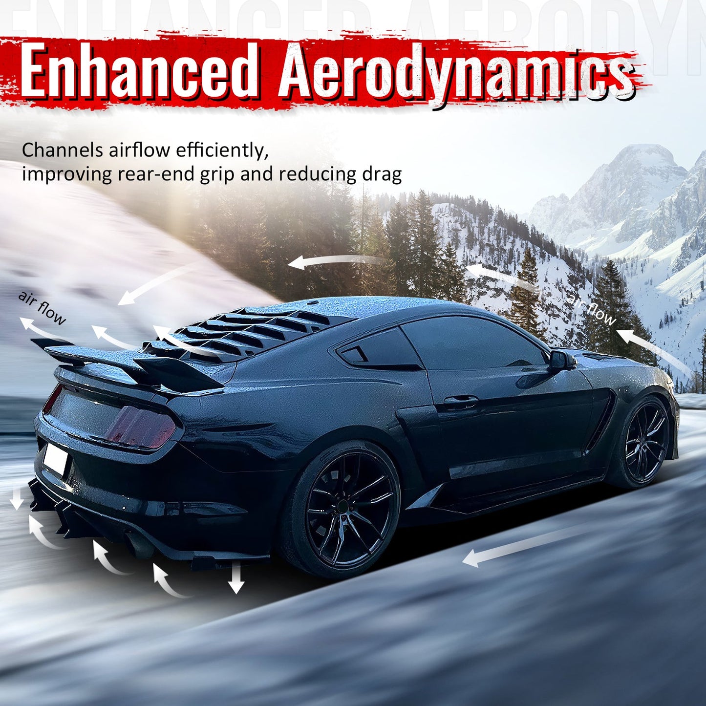 2015-2017 Ford Mustang Speed Style Rear Diffuser Bumper Matte Black PP
