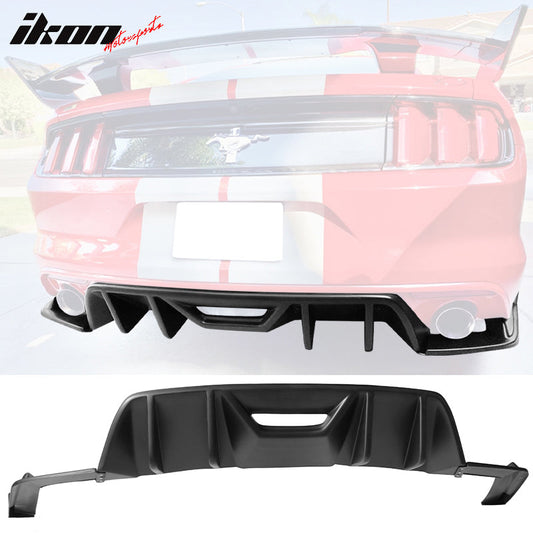 2015-2017 Ford Mustang Rear Diffuser Bumper Lip HN Style Matte Black PP
