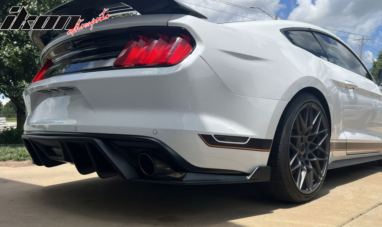 2015-2017 Ford Mustang Rear Diffuser Bumper Lip HN Style Matte Black PP