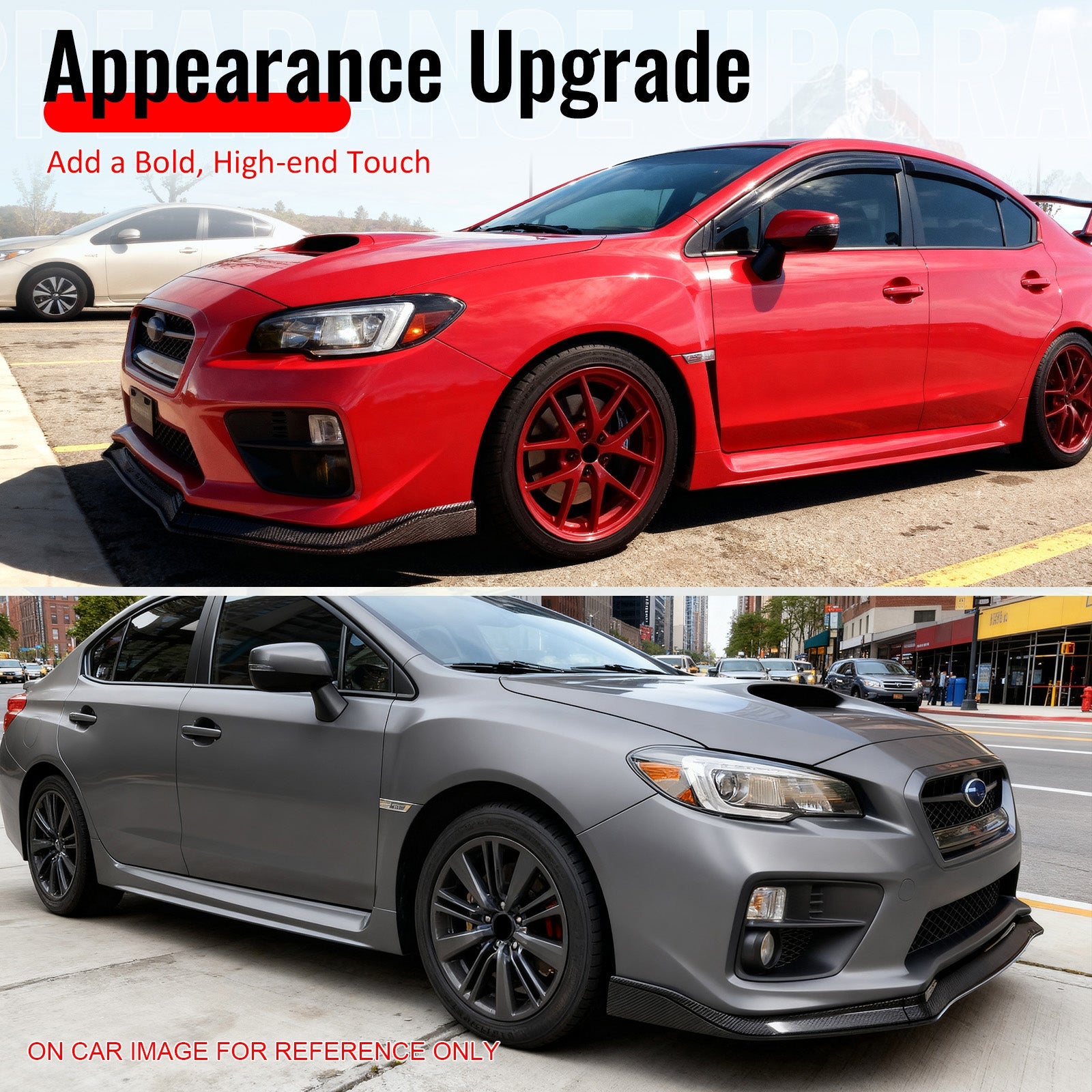 2015-2021 Subaru WRX/WRX STI CS Style Front Bumper Lip Gloss Black 3PC