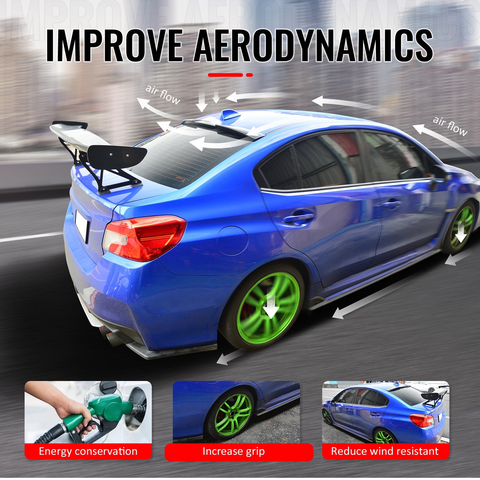 2015-2021 Subaru WRX STI Style Painted Pearl White Roof Spoiler ABS