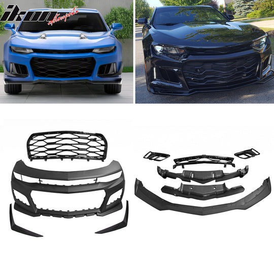 2016-2018 Chevy Camaro ZL1 Unpainted Front Bumper Kit W/ Canards PP