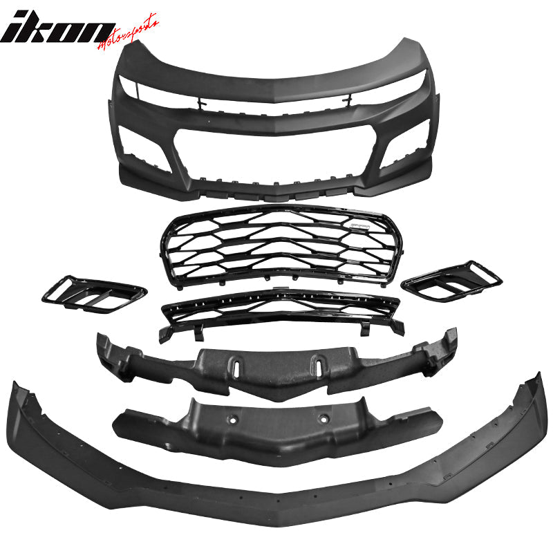 2016-2018 Chevy Camaro ZL1 Style Front Bumper PP + DRL Fog Lights