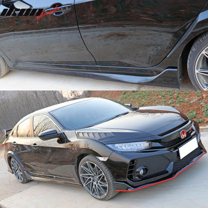 2016-2021 Honda Civic Type R Unpainted Side Skirts Step Extensions PP