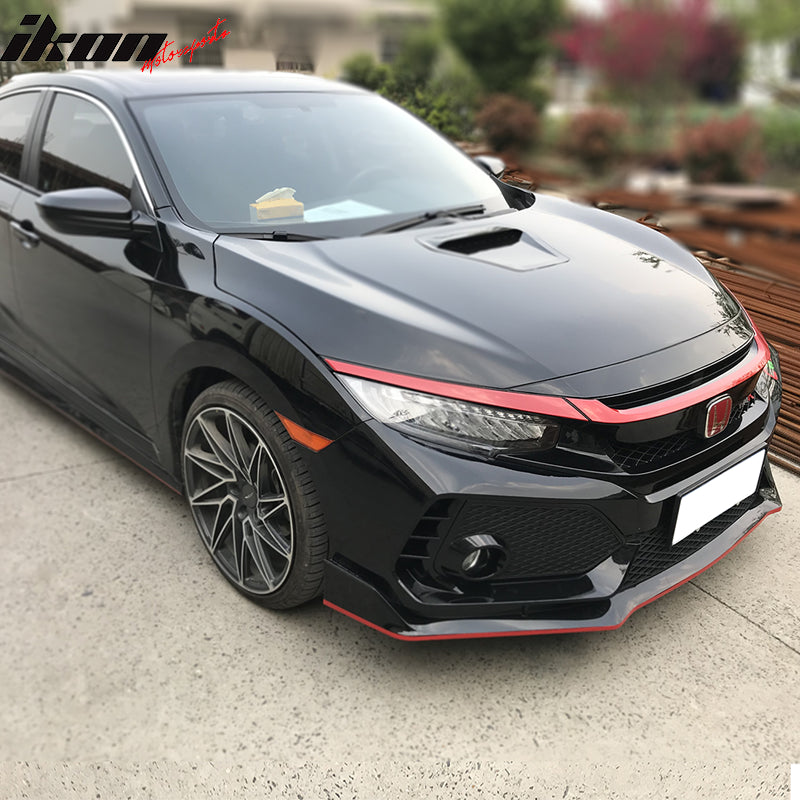 2016-2021 Honda Civic Type R Style Red 3Pc Grille Trim ABS