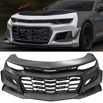 2016-2024 Chevy Camaro Front Bumper Cover Conversion 1LE Style Unpainted Black PP