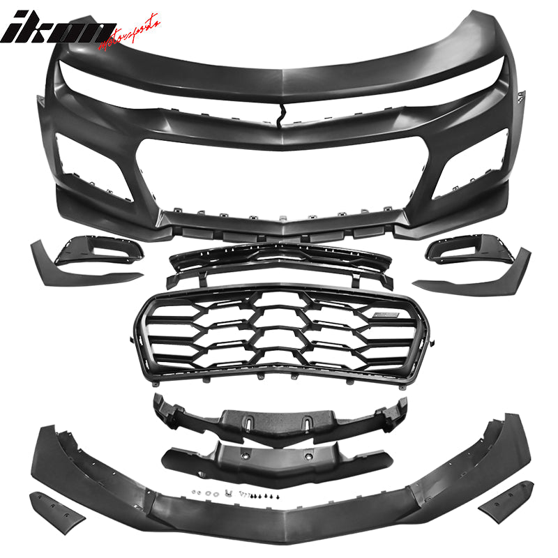 2016-2024 Chevy Camaro Front Bumper Cover Conversion 1LE Style Unpainted Black PP