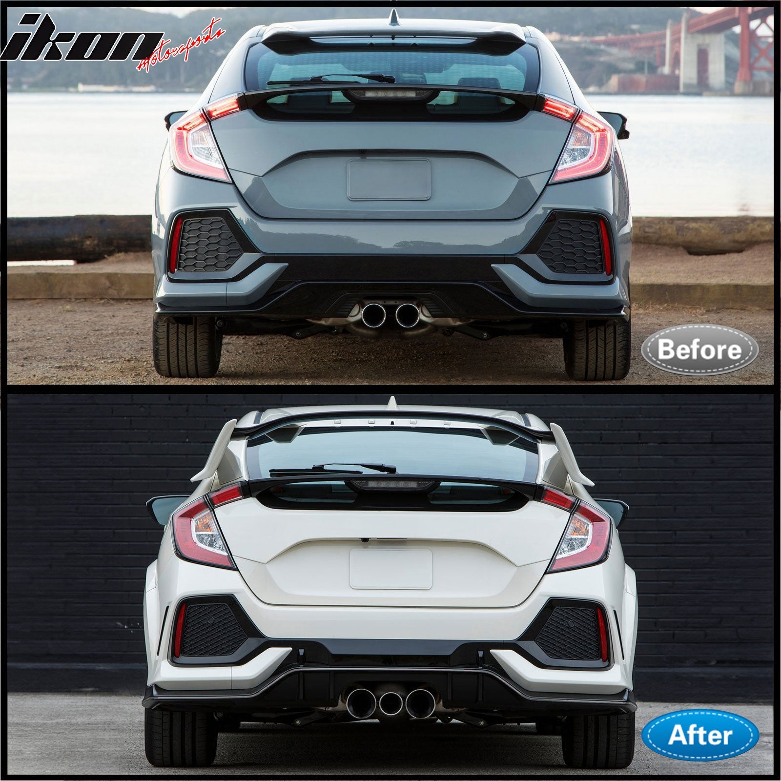 2017-2021 Honda Civic HB TypeR Style Primer Front Bumper Conversion PP