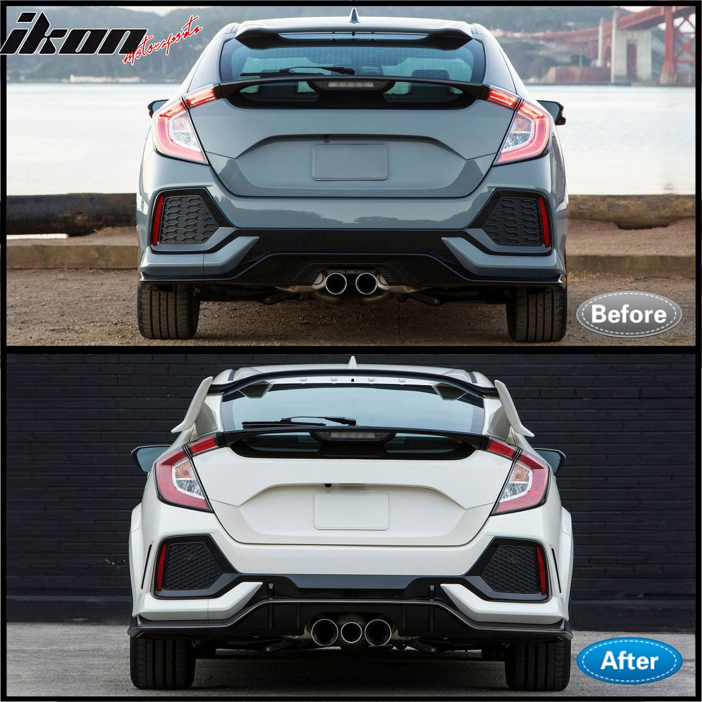 2017-2021 Honda Civic Hatchback Type R Rear Bumper Cover Garnish PP