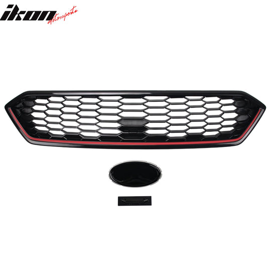 2018-2021 Subaru WRX Gloss Black W/ Red JDM Front Bumper Grille ABS