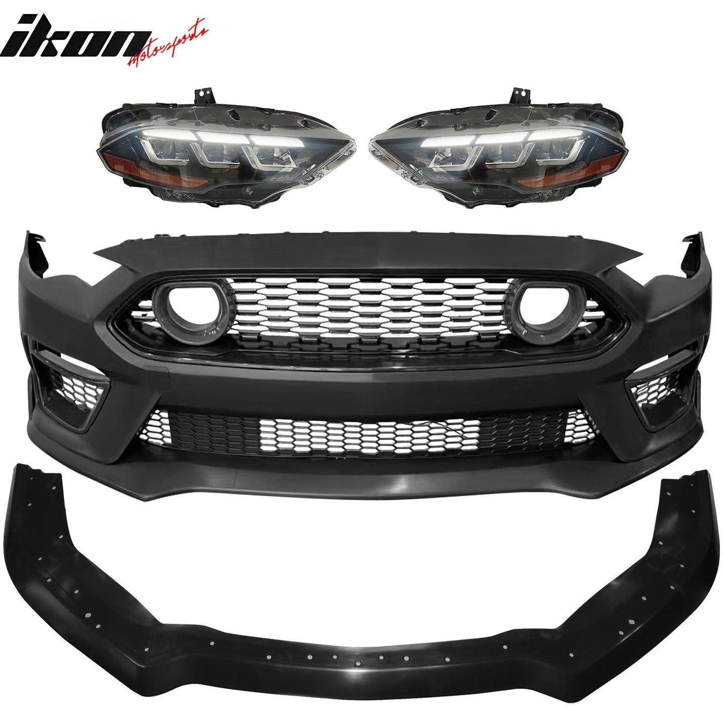 2018-2023 Ford Mustang Mach 1 Front Bumper Cover LED Headlights W/ Lip