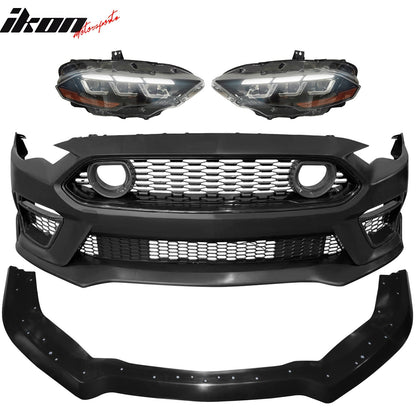2018-2023 Ford Mustang Mach 1 Front Bumper Cover LED Headlights W/ Lip
