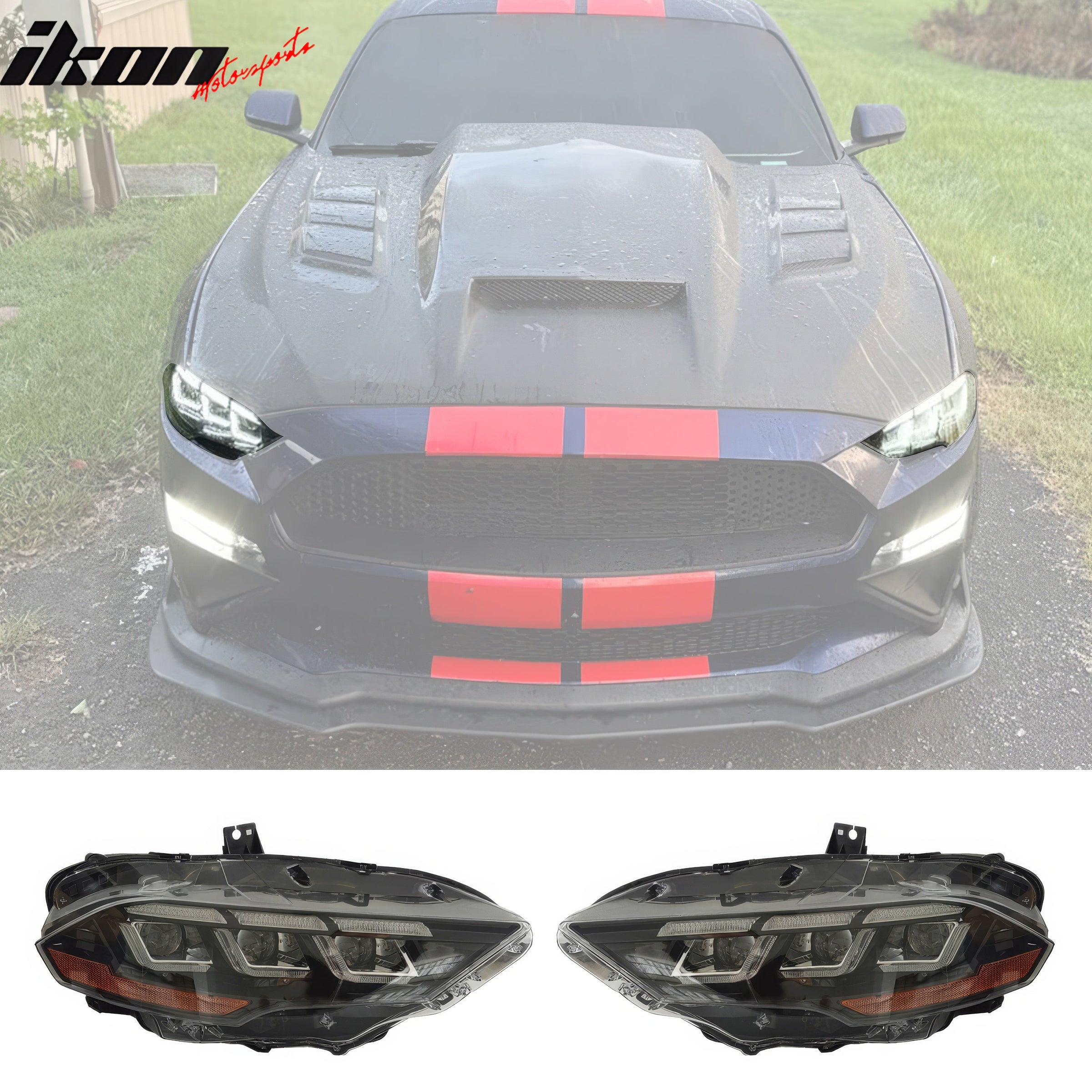 2018-2023 Ford Mustang Mach 1 Front Bumper Cover LED Headlights W/ Lip