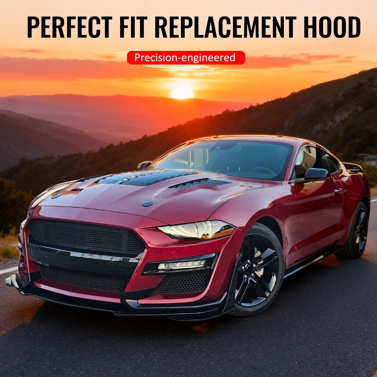 2018-2023 Ford Mustang GT500KR Style Front Hood Engine Bonnet Aluminum