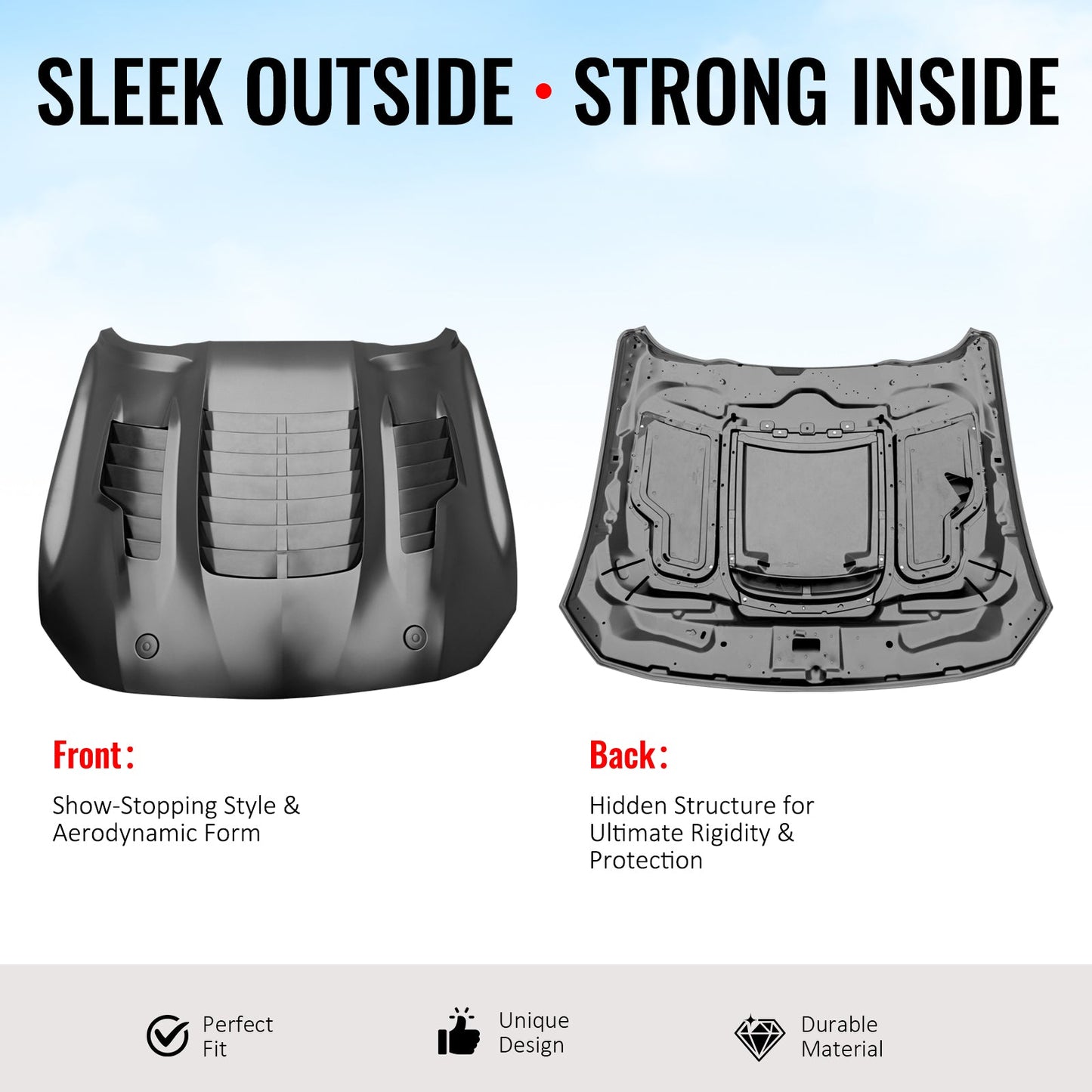2018-2023 Ford Mustang GT500KR Style Front Hood Engine Bonnet Aluminum