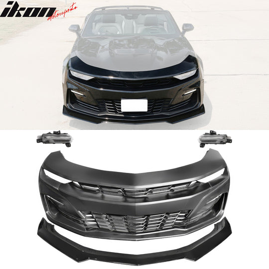 2019-2024 Chevy Camaro SS Unpainted Front Bumper DRL Gloss Black Lip