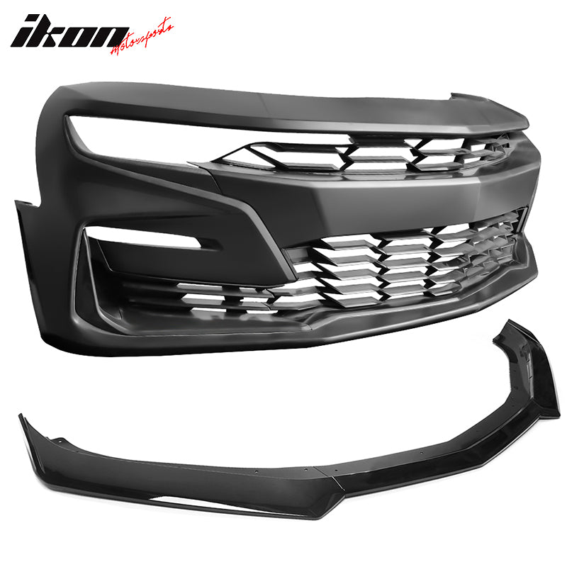 2019-2024 Chevy Camaro SS Unpainted Front Bumper DRL Gloss Black Lip
