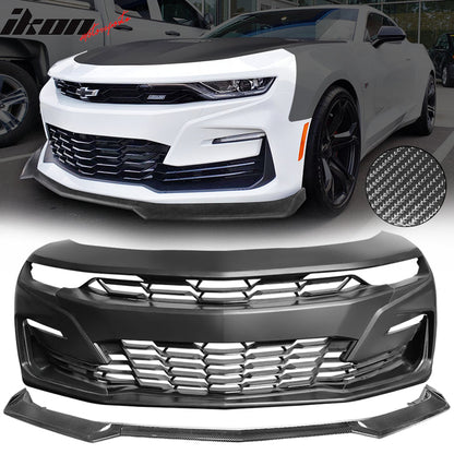 2019-2024 Chevy Camaro SS Front Bumper LED DRL Carbon Fiber Print Lip