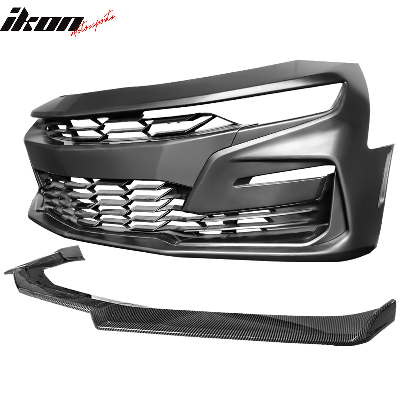 2019-2024 Chevy Camaro SS Front Bumper LED DRL Carbon Fiber Print Lip