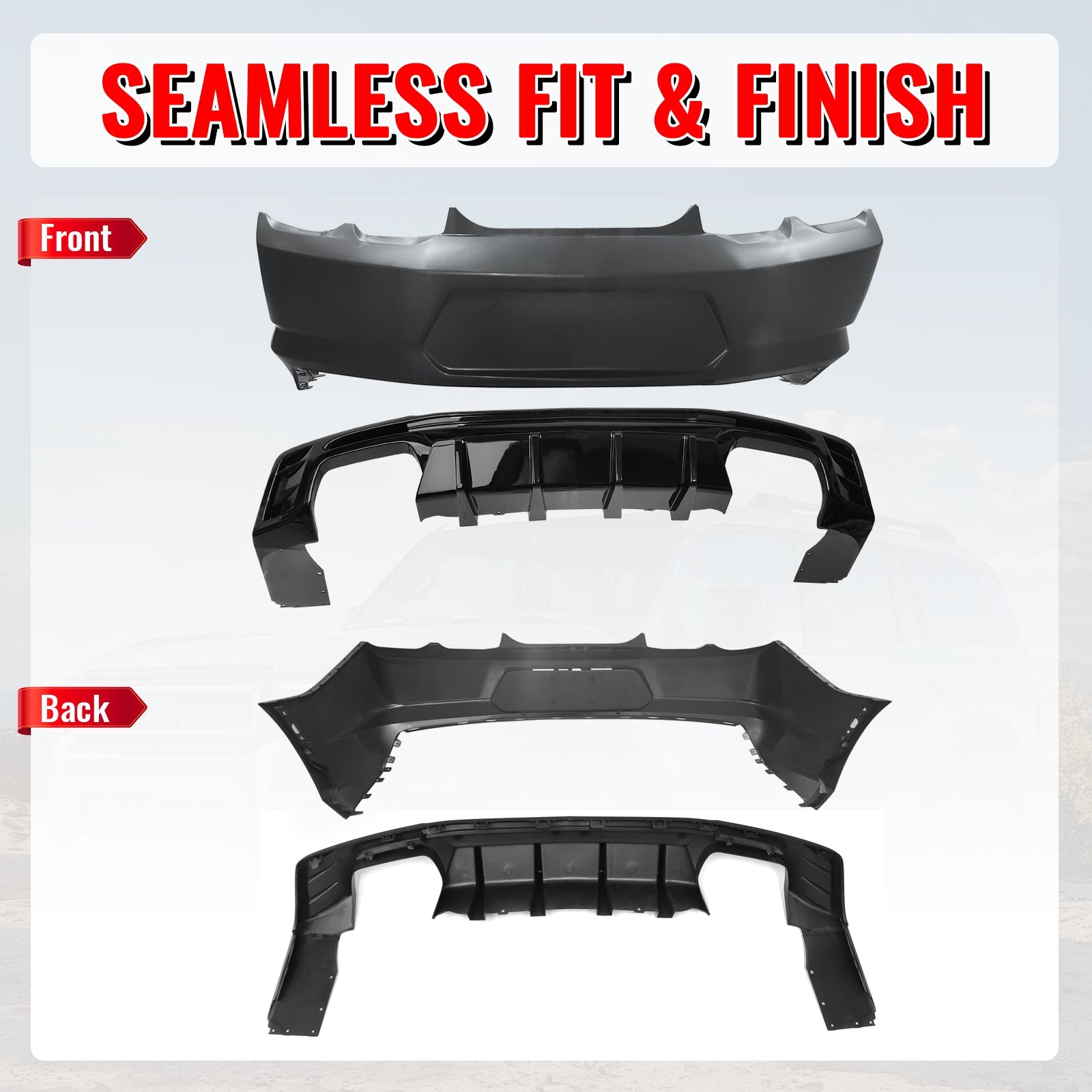 2019-2024 Chevy Camaro LT/LS/SS/ZL1 OE Rear Bumper+IKON Gloss Diffuser