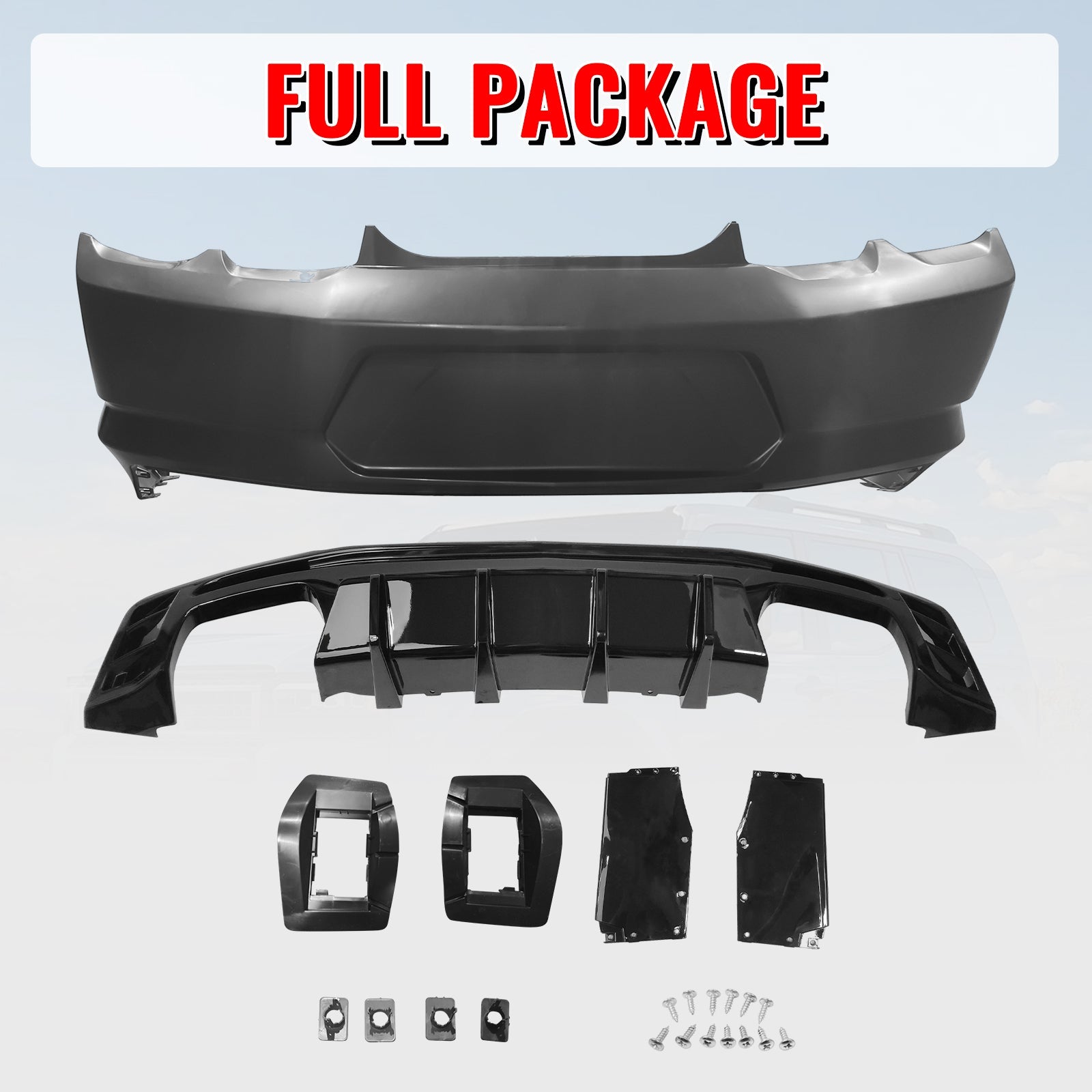 2019-2024 Chevy Camaro LT/LS/SS/ZL1 OE Rear Bumper+IKON Gloss Diffuser