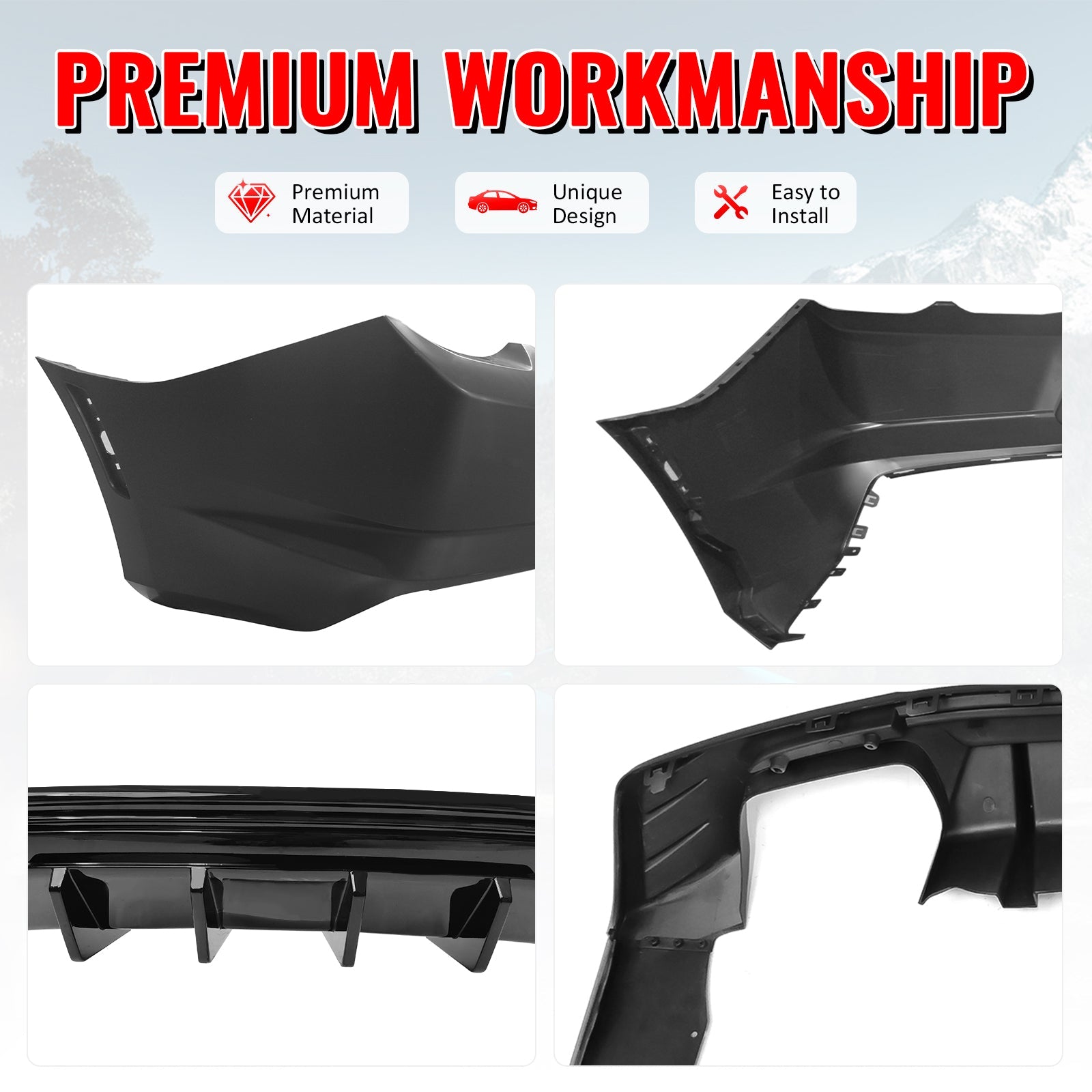2019-2024 Chevy Camaro LT/LS/SS/ZL1 OE Rear Bumper+IKON Gloss Diffuser