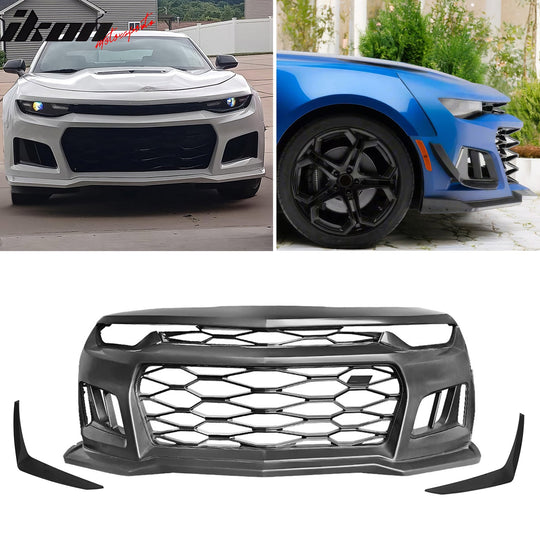 2019-2024 Chevy Camaro ZL1 Style Front Bumper Guard Cover + Canards PP