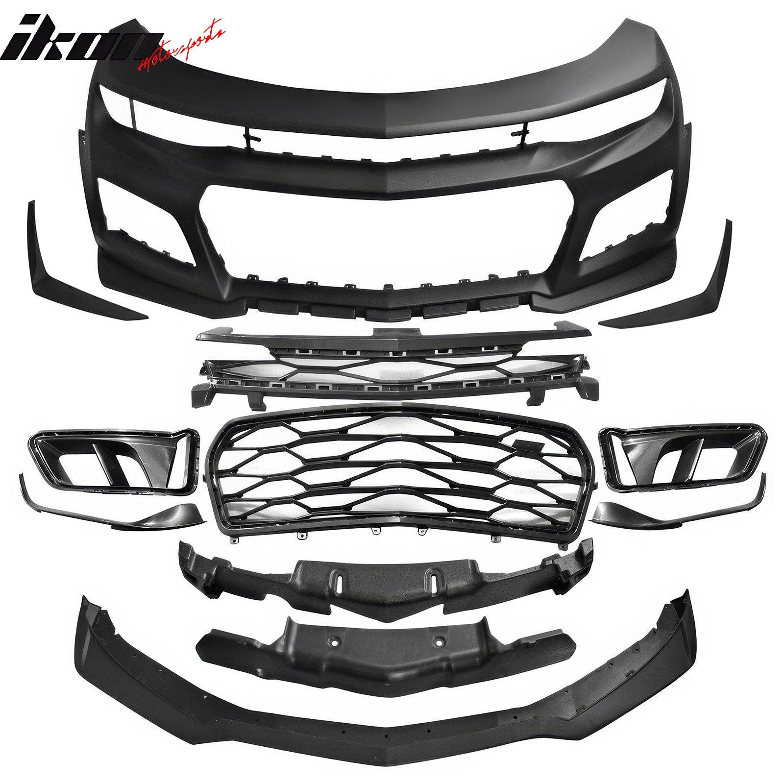 2019-2024 Chevy Camaro ZL1 Style Front Bumper Guard Cover + Canards PP