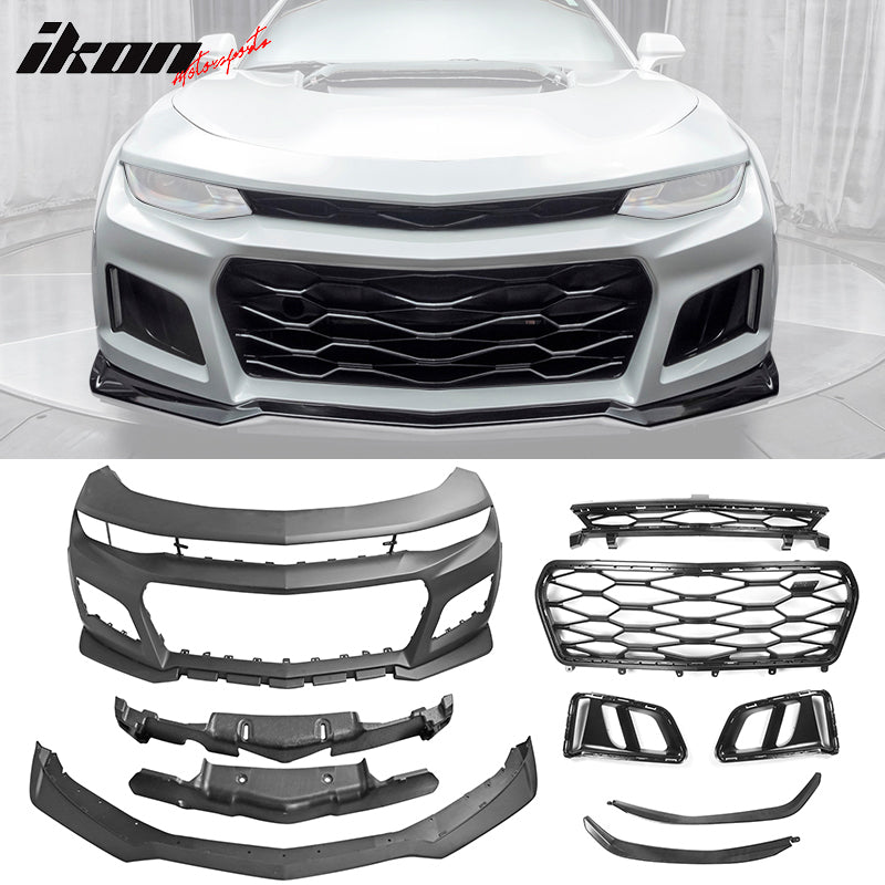 2019-2024 Chevy Camaro Unpainted ZL1 Style Front Bumper Cover + Canard