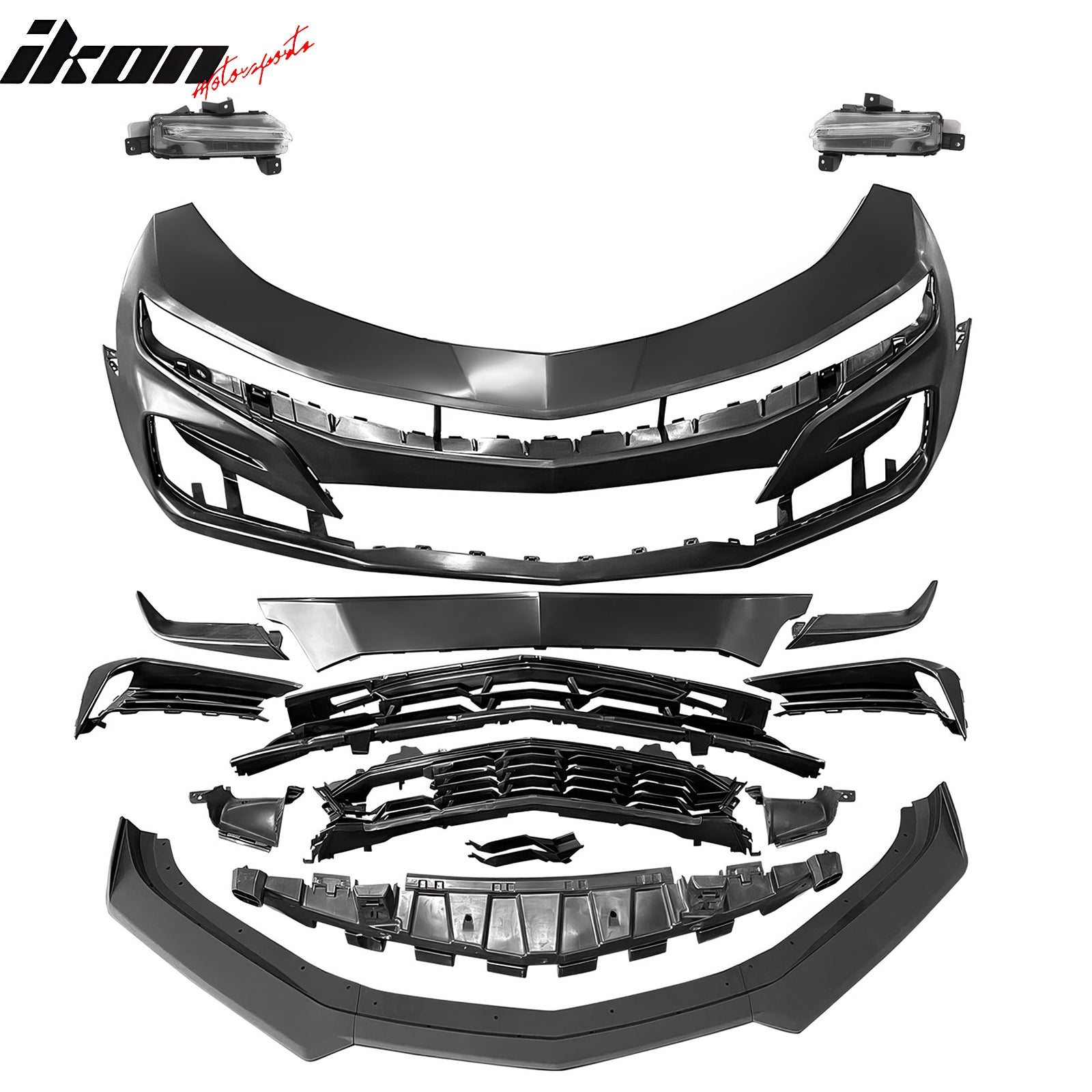 2019-2024 Chevy Camaro SS Unpainted Front Bumper DRL Matte Black Lip