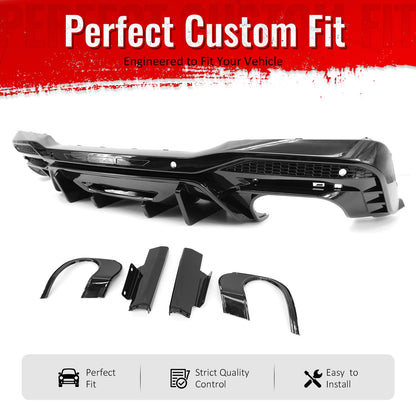 2024-2026 Ford Mustang Rear Bumper Diffuser Competition Style Gloss Black