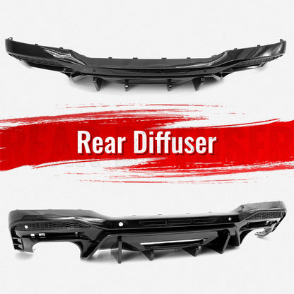 2024-2026 Ford Mustang Rear Bumper Diffuser Competition Style Gloss Black