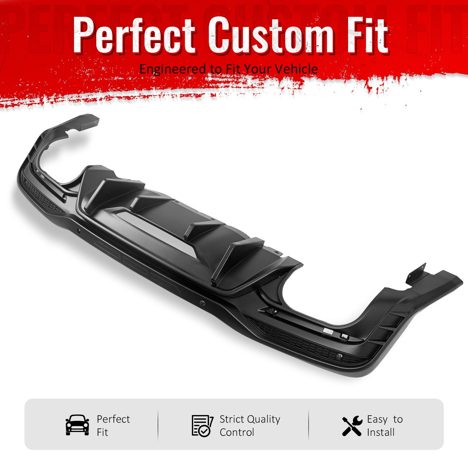 2024-2026 Ford Mustang Rear Bumper Diffuser Competition Style Matte Black