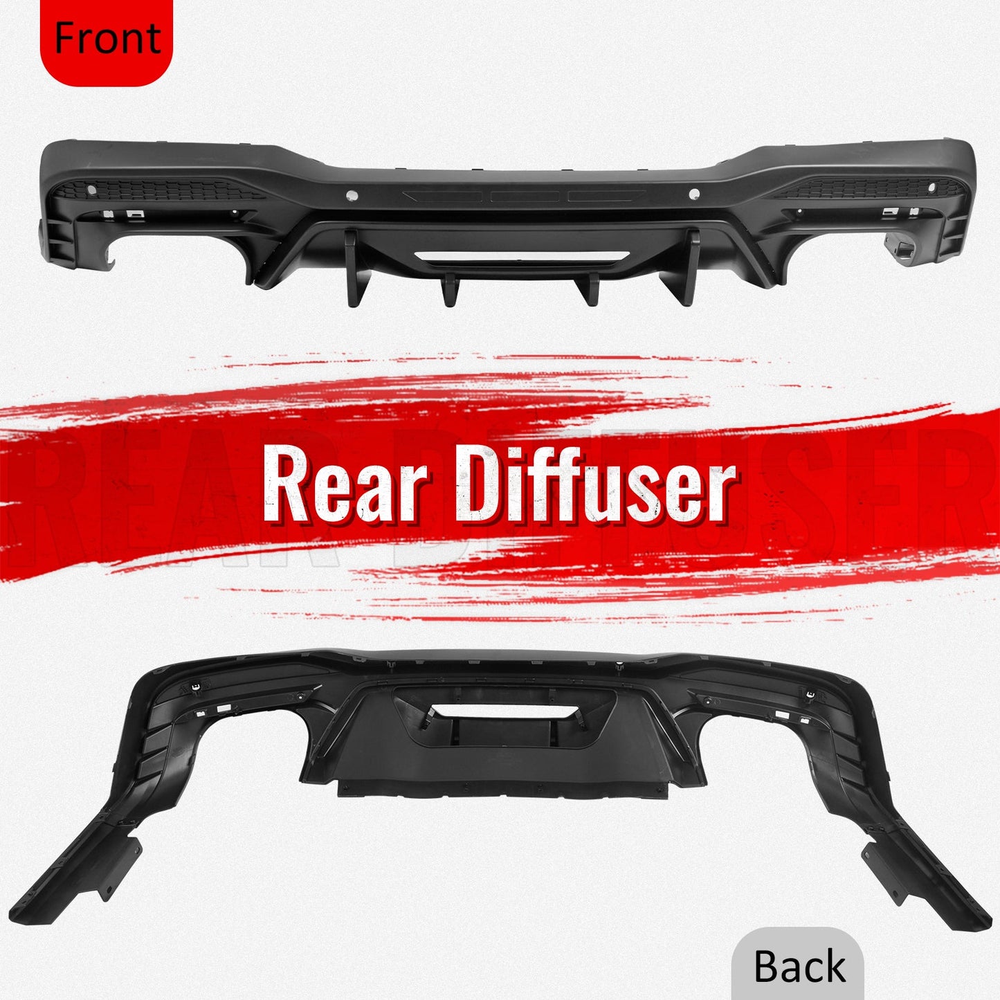 2024-2026 Ford Mustang Rear Bumper Diffuser Competition Style Matte Black